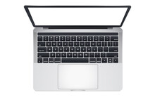 Top View Of Modern Laptop Computer With Touchpad.Isolate On White Background.