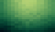 Abstract Green Geometric Background, Creative Design Templates. Pixel Art Grid Mosaic, 8 Bit Vector Background.