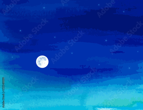 満月と輝く星の夜空の水彩風ベクターイラスト Buy This Stock Vector And Explore Similar Vectors At Adobe Stock Adobe Stock