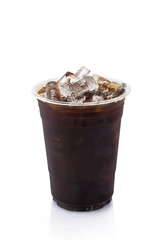 Ice americano coffee on white background. Isolated.