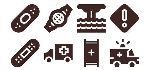 Sticker - Modern Simple Set of accident Vector filled Icons