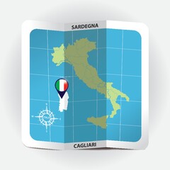 Canvas Print - Map pointer indicating sardegna on italy map