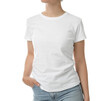 © New Africa - Woman in t-shirt on white background, closeup. Space for design
