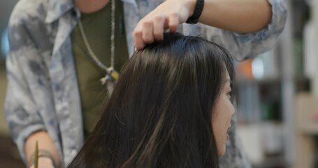 Wall Mural - Woman with hair cut at salon