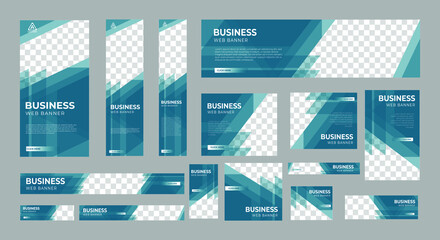 Wall Mural - set of business web banners of standard size with a place for photos. vertical, horizontal and squar