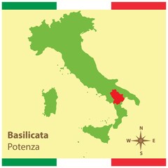 Canvas Print - basilicata on italy map