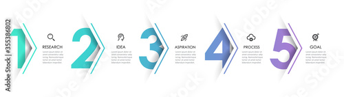 Fotomural Vector Infographic arrow design with 5 options or steps