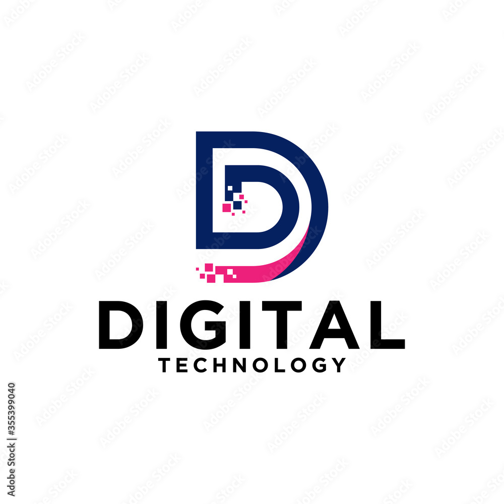 Digital technology logo icon vector. Letter D initial logo design ...