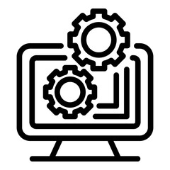 Poster - Gear monitor engineer icon. Outline gear monitor engineer vector icon for web design isolated on white background