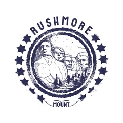 Sticker - grunge rubber stamp of rushmore mount