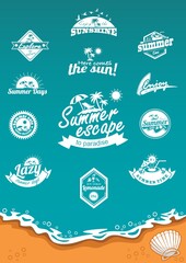 Wall Mural - set of summer labels