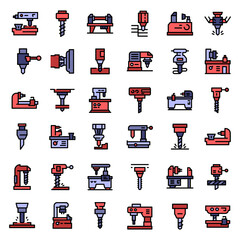 Wall Mural - Milling machine icons set. Outline set of milling machine vector icons for web design isolated on white background