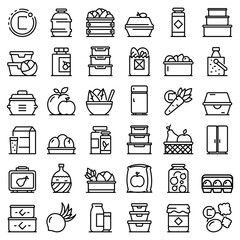 Wall Mural - Food storage icons set. Outline set of food storage vector icons for web design isolated on white background