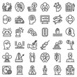 © ylivdesign - Supporting mental health icons set. Outline set of supporting mental health vector icons for web design isolated on white background