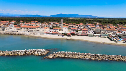 Poster - Amazing aerial view of Marina di Pisa coastline, Tuscany