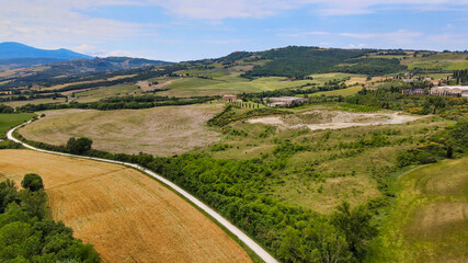 Canvas Print - Amazing aerial view of beautiful Tuscany Hills in spring season, Italy