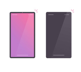 Mobile phone or smartphone color blank empty screen and black cellular cellphone display for text copy space or presentation vector flat cartoon illustration isolated on white background icon image