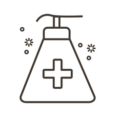 Sticker - antibacterial soap bottle line icon