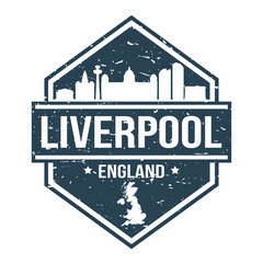 Liverpool England UK Travel Stamp Icon Skyline City Design Tourism 