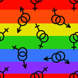 © Vera - LGBTQ+ simple vector seamless pattern. Gay pride, female and male signs