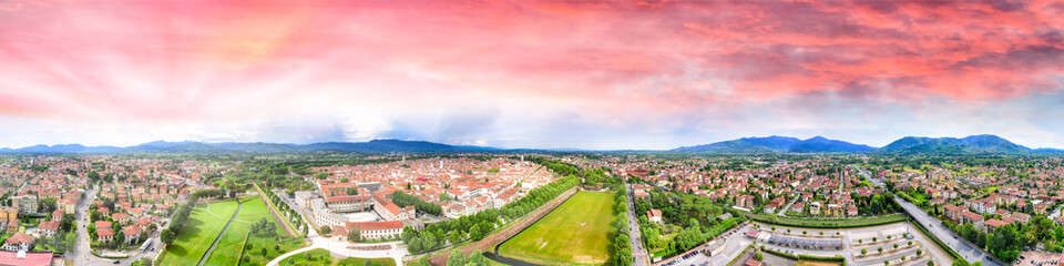 Amazing aerial view of Lucca, famous town of Tuscany