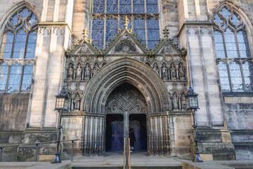 Sticker - Portal of High Kirk - Cathedral of Saint Giles in Old Town of Edinburgh city, Scotland, UK