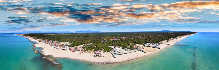 Sticker - Amazing aerial view of Marina di Pisa, famous town of Tuscany