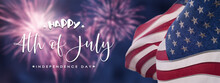 American National Holiday. US Flags With American Stars, Stripes And National Colors. Independence Day. 4th July.