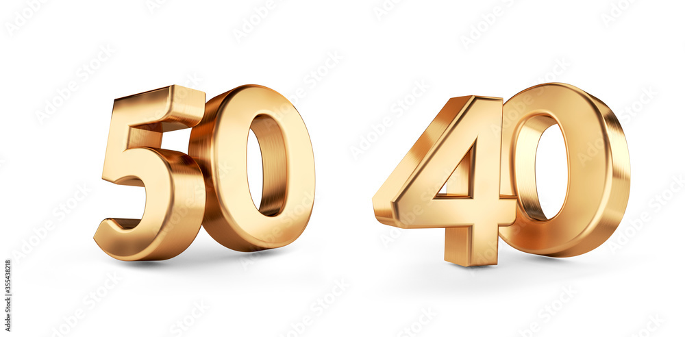 50 40 golden bold letters isolated on white 3d-illustration Stock ...