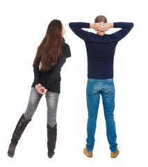 Canvas Print - Back view couple in sweater.