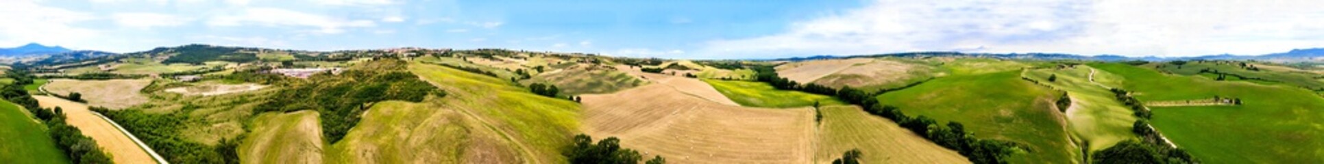 Wall Mural - Amazing aerial view of beautiful Tuscany Hills in spring season, Italy