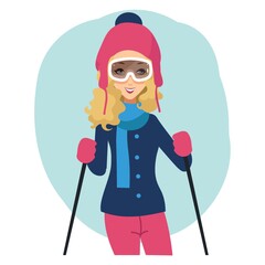 Sticker - woman skier