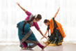 © IndiaPix - Young girl practicing bharatnatyam with her teacher.