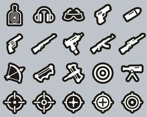 Sticker - Shooting Range Icons White On Black Sticker Set Big