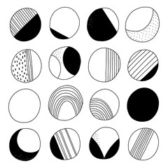 Wall Mural - Abstract black and white doodle circles vector collection