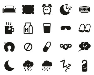 Poster - Sleep Or Sleeping Icons Black & White Set Big