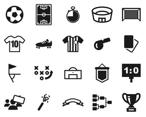 Sticker - Soccer Or Football Icons Black & White Set Big