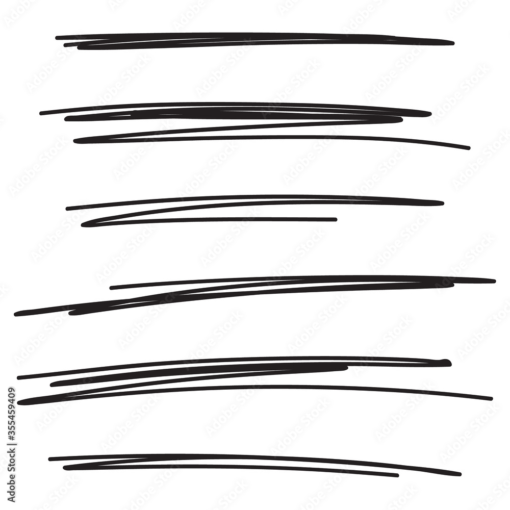 Set of hand drawn black lines. Vector collection of underline, emphasis, scribble brush strokes. - obrazy, fototapety, plakaty 