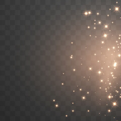 Wall Mural - golden particles glow light effect. glowing yellow powder splash circles. abstract gold bokeh luxury