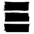 Set of vector rectangle grunge black stickers isolated on white background. A group of labels with uneven rough edges drawn with an ink brush. Vector design elements, 3 rectangle frames