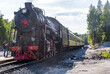 Retro train Ruskealsky express in Karelia, Russia