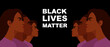 © Atlas Illustrations - Black Lives Matter. Group of people, faces of American citizens and a slogan. Black citizens are fighting for social equality, against racism, violence, corruption. Black background.
