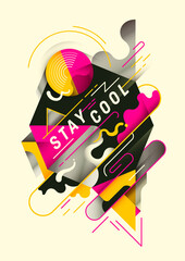 Fototapete - Modern poster design in color, with abstract graphic elements and slogan. Vector illustration.