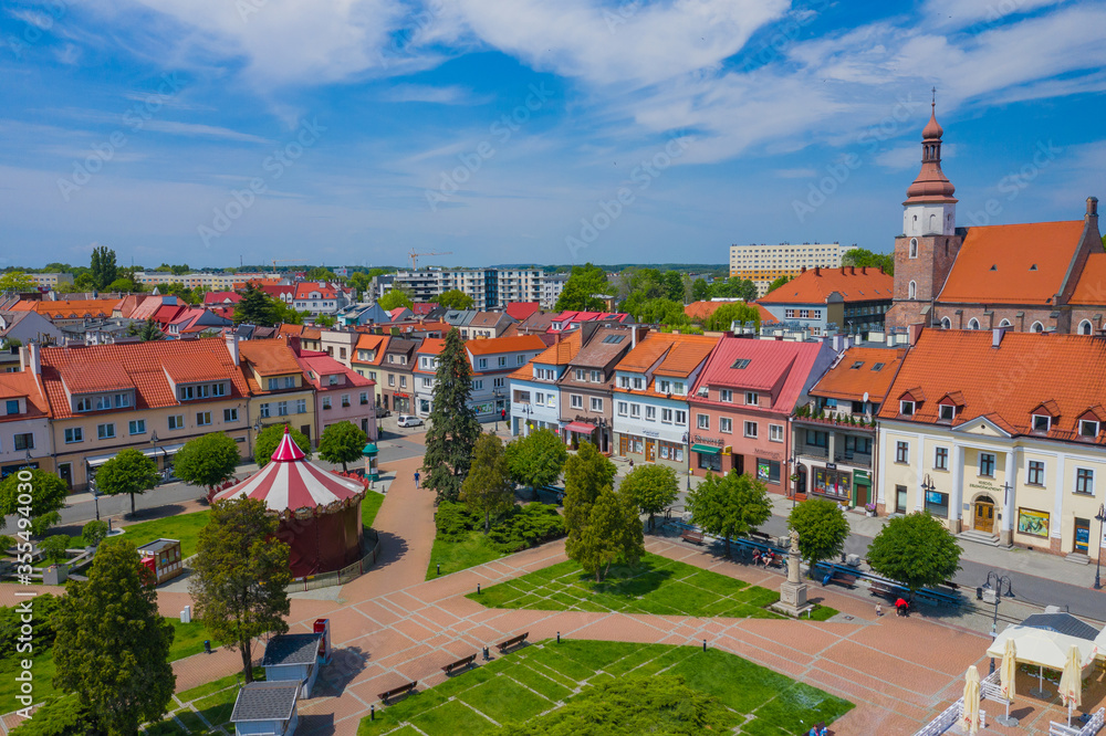 Obraz na płótnie Aerial view of central square in Zory. Upper Silesia. Poland. w salonie