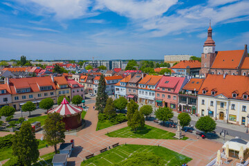 Aerial view of central square in Zory. Upper Silesia. Poland.