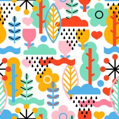 Wall Mural - Summer seamless pattern in scandinavian style. Can be used in textile industry, paper, background, scrapbooking.