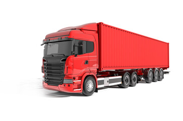 3D rendering of red heavy truck