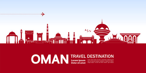 Fototapete - Oman travel destination grand vector illustration. 