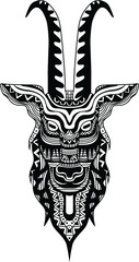 Ethnic black goat silhouette. African / totem / tattoo design / goat head