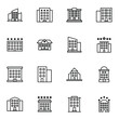 Building icon set. Simple hotel, apartment, construction line icons sign, vector illustration.